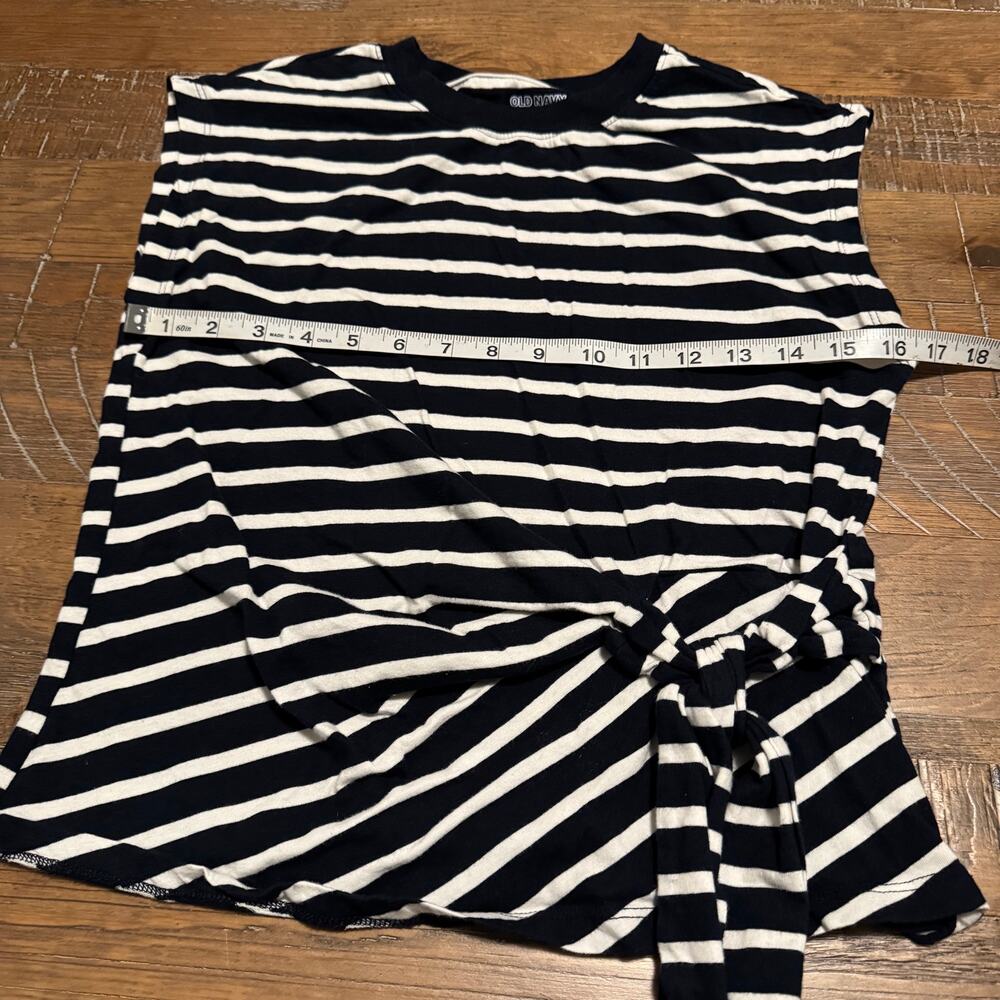 Old Navy Womens Small Navy White Striped Sleeveless Top Side Tie Muscle Tee - Picture 3 of 8